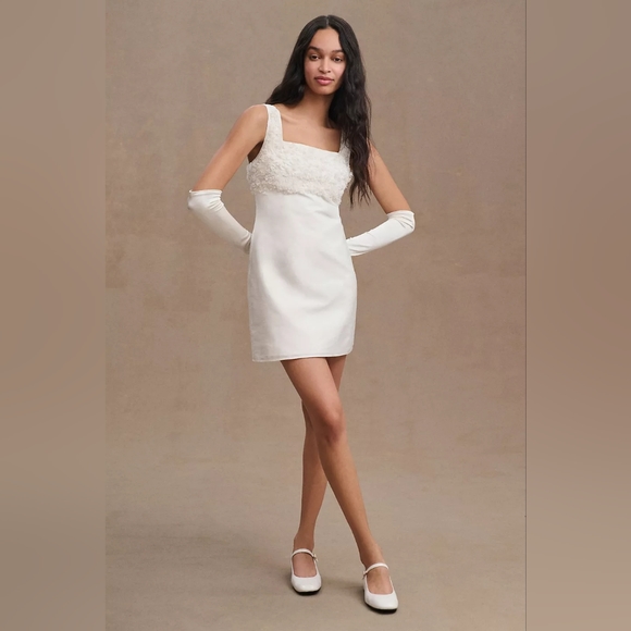 BHLDN Dresses & Skirts - BHLDN Meadow Embellished Square-Neck Mini Dress Sz 6 NWT